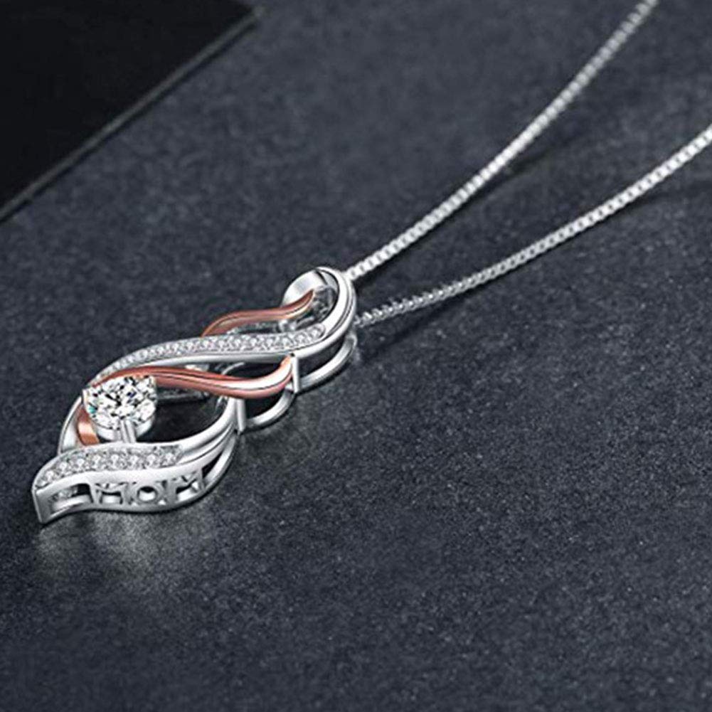 XINGYU Naszyjnik ze srebra wysokiej próby 925 wisiorek nieskończoność różowe złoto płyta diament kryształowy wisiorek dla kobiet moda para biżuteria bez alergii prezent urodzinowy, srebrny, Diament