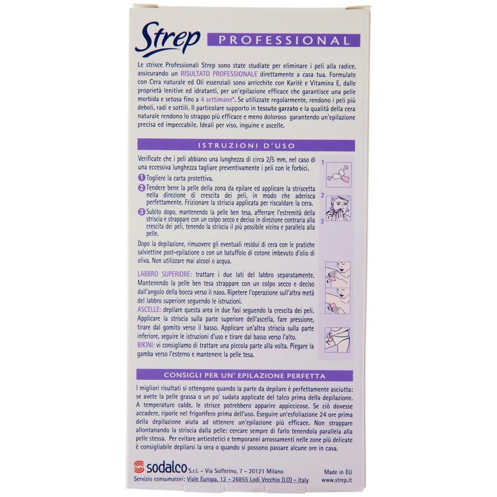 Strep Set 12 10 Strisce Viso-Partito Delicate Depilazione, Multicolore, Singolo