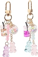 Mikovivi 2PCS Cute Kawaii Bear Keychains - Resin Candy Color Macaron Charms for Bags, Backpacks, Keys - Adorable Accessories for Women Girls Kids