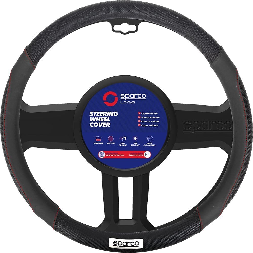 Sparco Universal Steering Wheel Cover, Spc1113Bk, Black