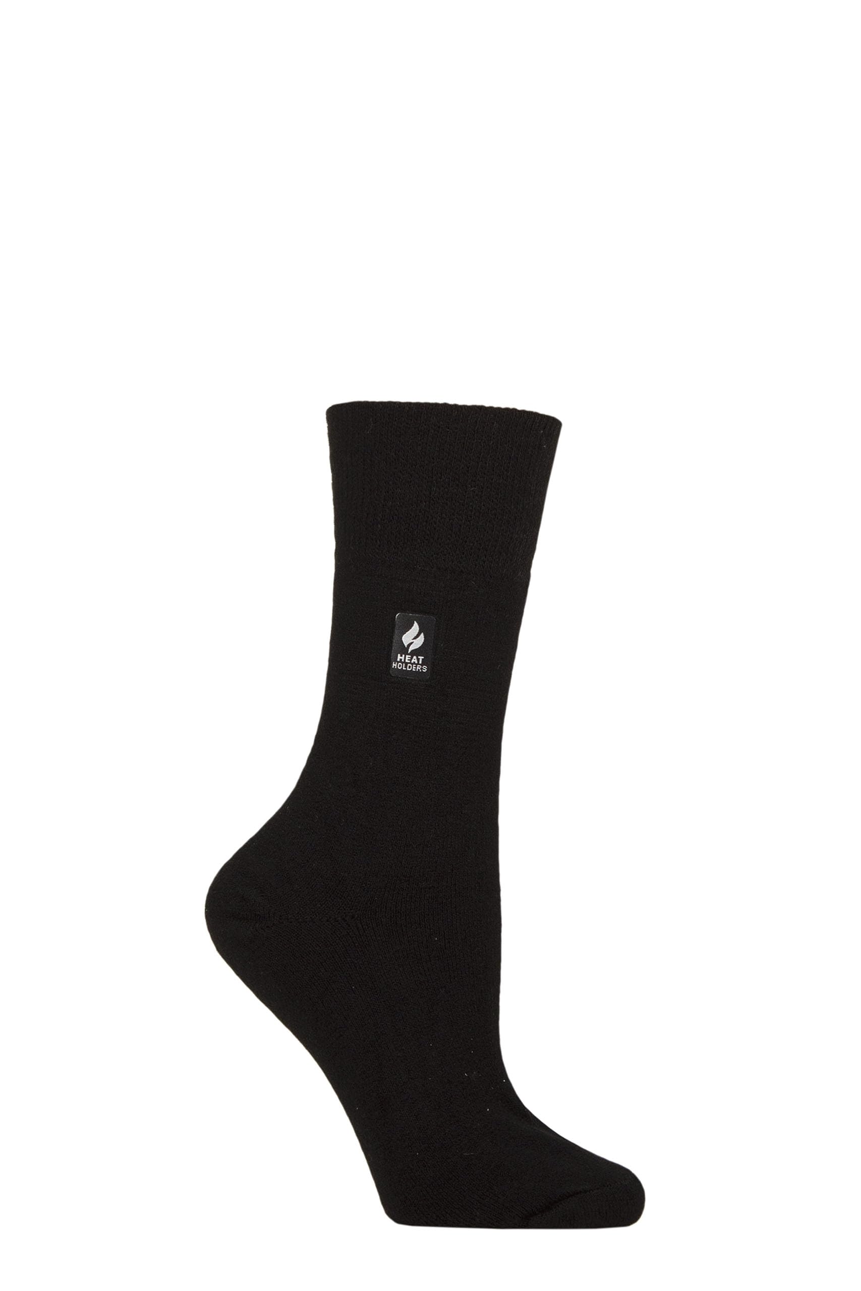 HEAT HOLDERS SOCKSHOP Gentle Grip Womens Socks - Thermal, Warm, Cosy, Gentle Cuff. Soft Top, Plain, 1 Pairs Size 4-8 Black