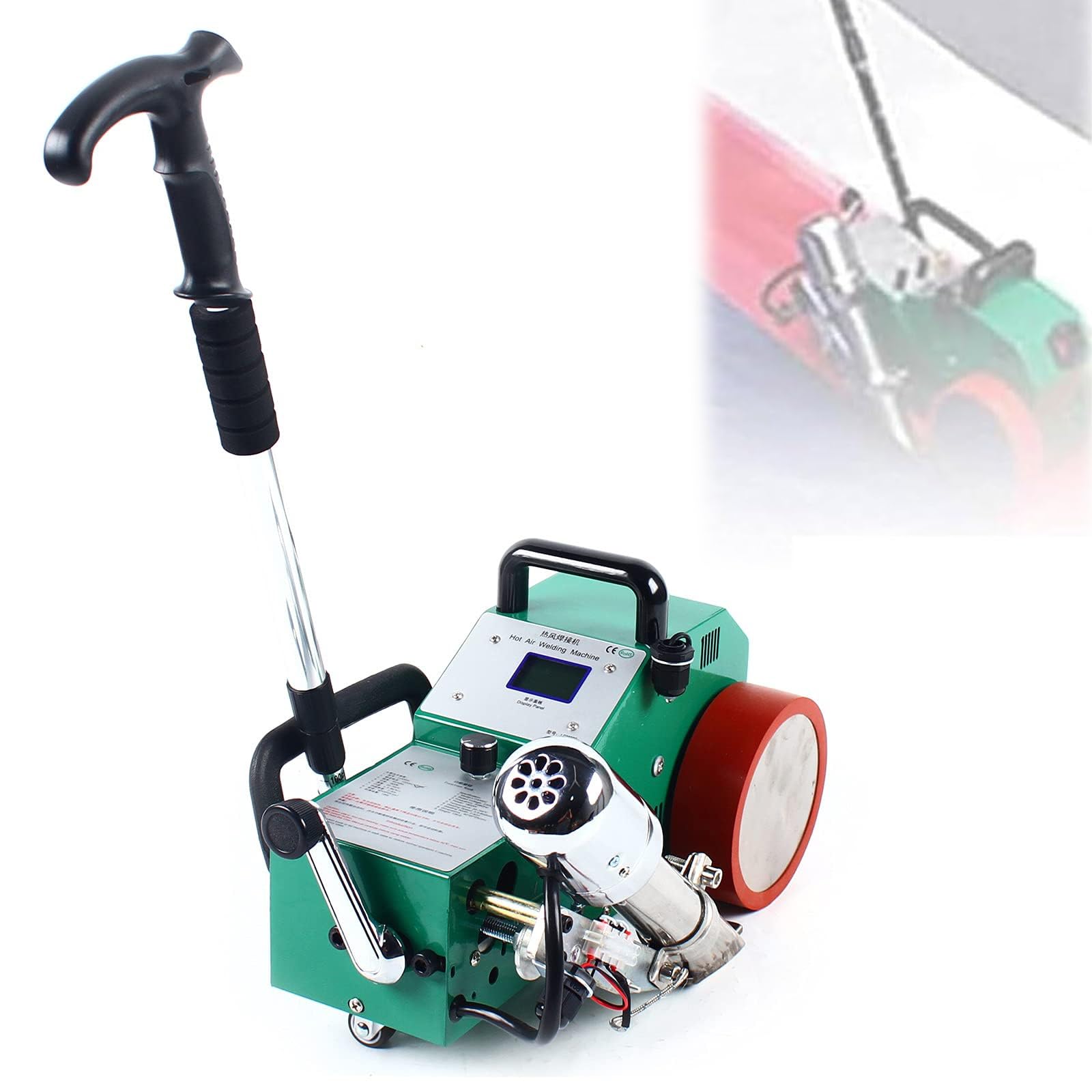 KJZQXYX Automatic PVC Banner Welding Machine,1800W Hot Air Seam Heat Jointer,with 20-680℃ Adjustable Temp,for Plastic Fabric Advertising Cloth