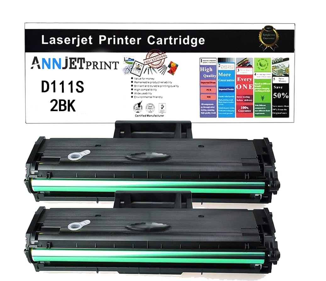 （with chip）Compatible Toner Cartridge Replacement for Samsung 111S D111S MLT-D111S to use with Xpress SL-M2020W M2020W SL-M2070FW M2070FW SL-M2070W M2070W Printer (2 Black, High Yield)