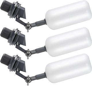 3 Pcs Float Ball Valve, 1/2 Inch Water Tank Filter Float Ball Valve, Mini Supply Tube Water Float Valve with Adjustable Arm for Pool, Livestock Water Trough, Aquariums, Aquaculture (Black)