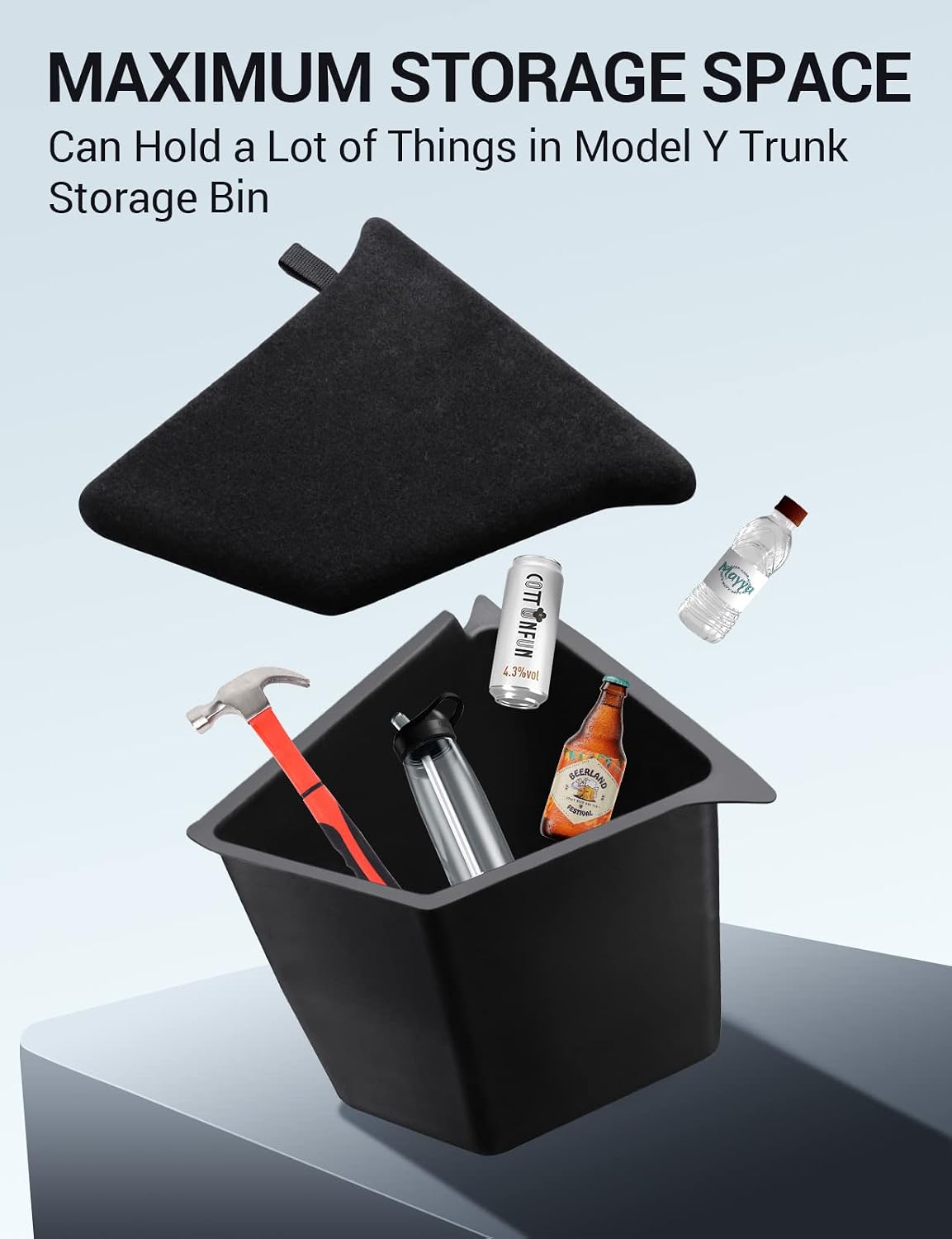 BASENOR Trunk Organizer for 2020 2021 Tesla Model Y with Carpeted Lip image 5