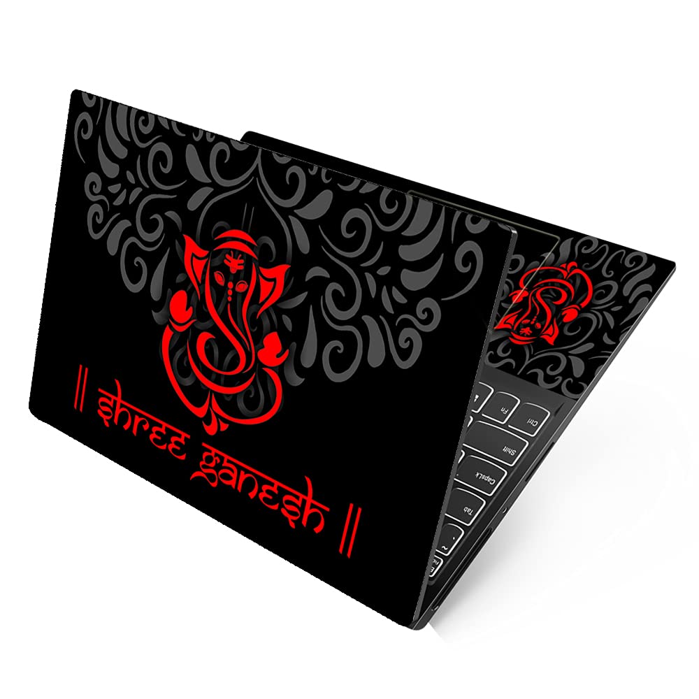 Dzazner Full Panel Laptop Skins Compatible with 13.3, 14.1, 15.6 inch - No Residue, Bubble Free - Removable HD Quality Printed Vinyl/Sticker/Cover Compatible For Dell-Lenovo-Acer-HP (Ganesh Red Neon)) (B09GK9NRJL) Amazon Price History, Amazon Price Tracker