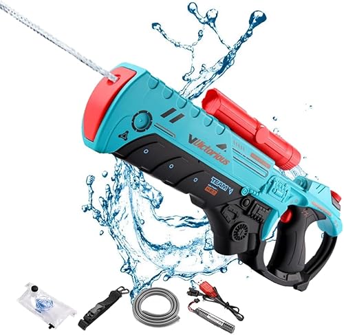 YEIBOBO ! Pistola de agua eléctrica 3 en 1 para niños y adultos con 300 CC + 1000 CC + capacidad ilimitada, larga distancia de hasta 33 pies, juegos