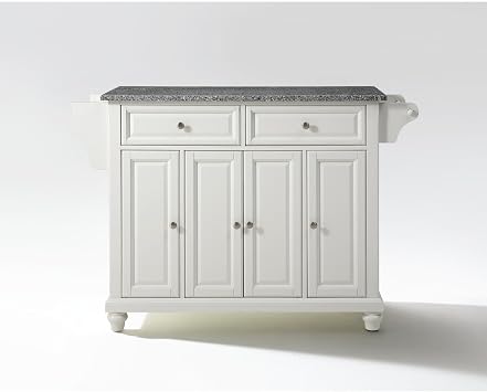 Maykoosh Farmhouse Fresh Granite Top Full Size Kitchen Island,Spacious Countertop,Portable Design,Modern Kitchen Furniture,Convenient,/Cart White/Gray
