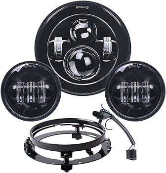 Amazon | Lusgwufad オートバイ 7インチ LED ヘッドライトキット 4 1/2