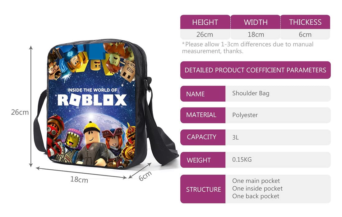 Chłopięcy plecak Roblox z pudełkiem na lunch i piórnikiem, dla dziewcząt studenckich torba na książki dla dzieci plecak szkolny plecak na laptopa dla nastolatków gra torba podróżna, Styl 3, 27*17*40,