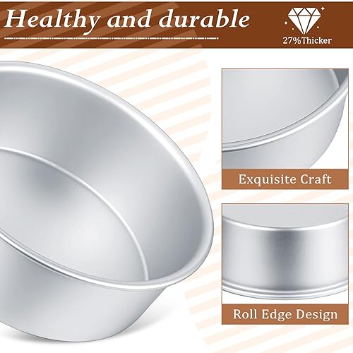 Miniatura 10 de Gerrii 18 moldes pequeños redondos pequeños de 4 pulgadas para hornear moldes antiadherentes de aluminio para tartas de queso, pizza, quiche, a