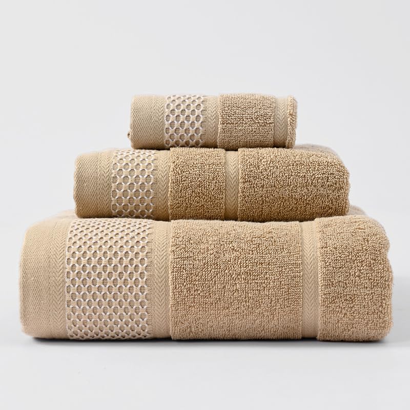 Serviettes de toilette super absorbantes en coton kaki doux HomeAll lot de 6