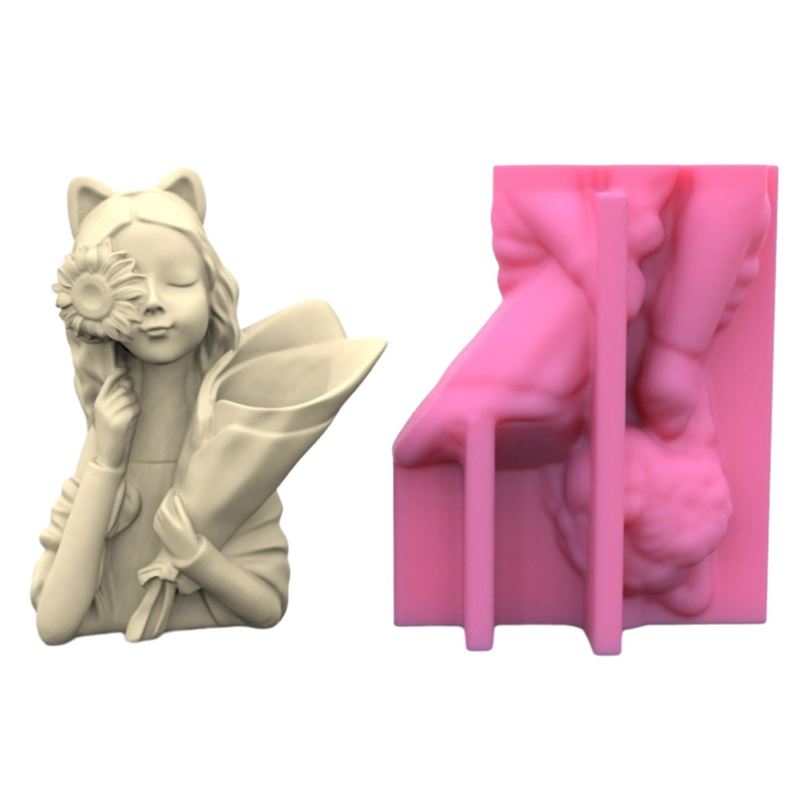 Tsophreniq Girl Shaped Flower Pots Mold Epoxy Resin Silicone Holder Pen Holder Cement Planter Vase Mold Decor Silicone Molds for Flower
