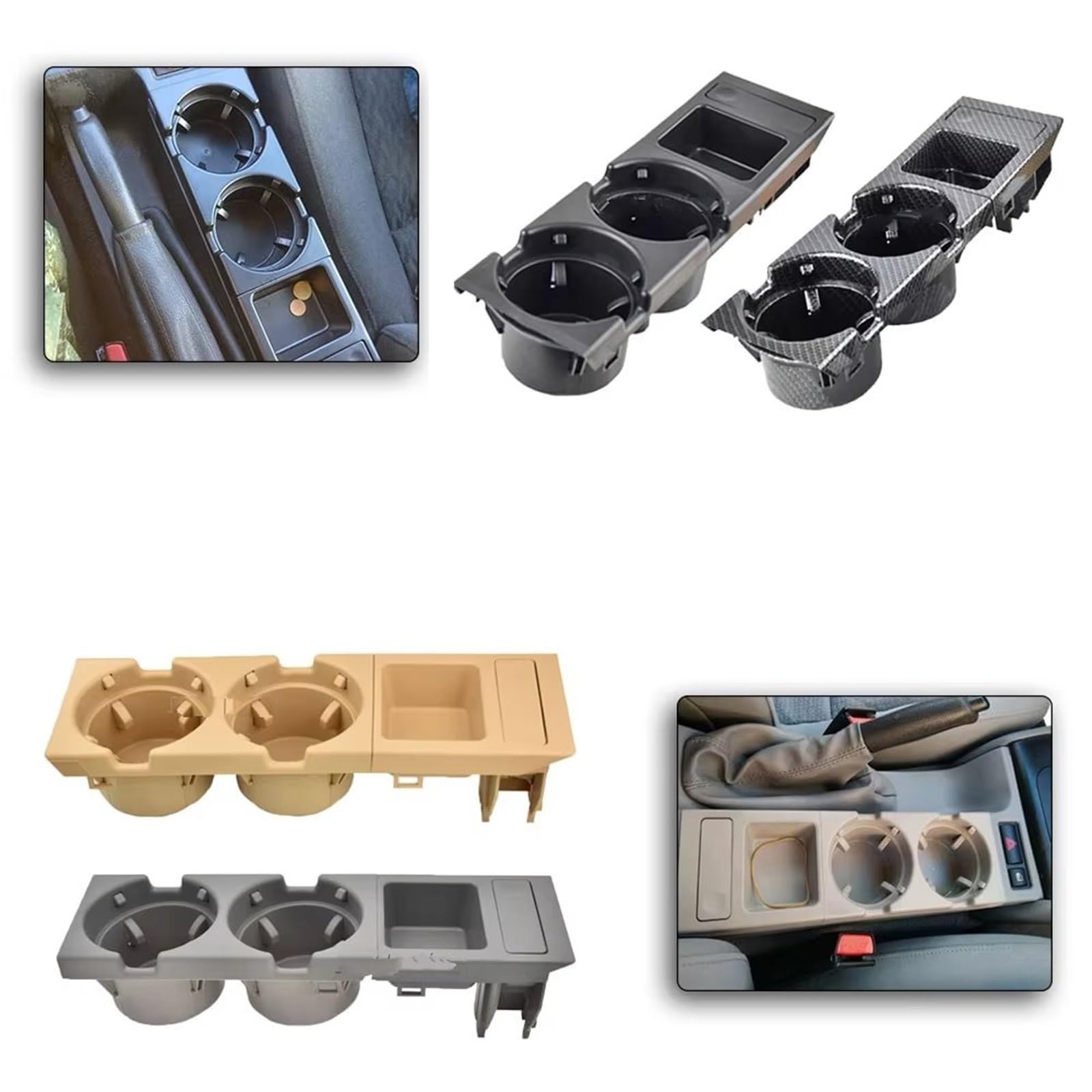 Compatible Con Para 323ti 1999 2000 Car Center Console Water Cup Holder Beverage Bottle Holder Coin Tray OEM：51168217953 Soporte Botella Coche(Beige Set)