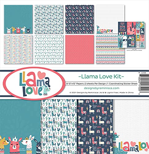 Kit Llama Love Reminisce 12"X12" idéal pour album souvenirs de vacances