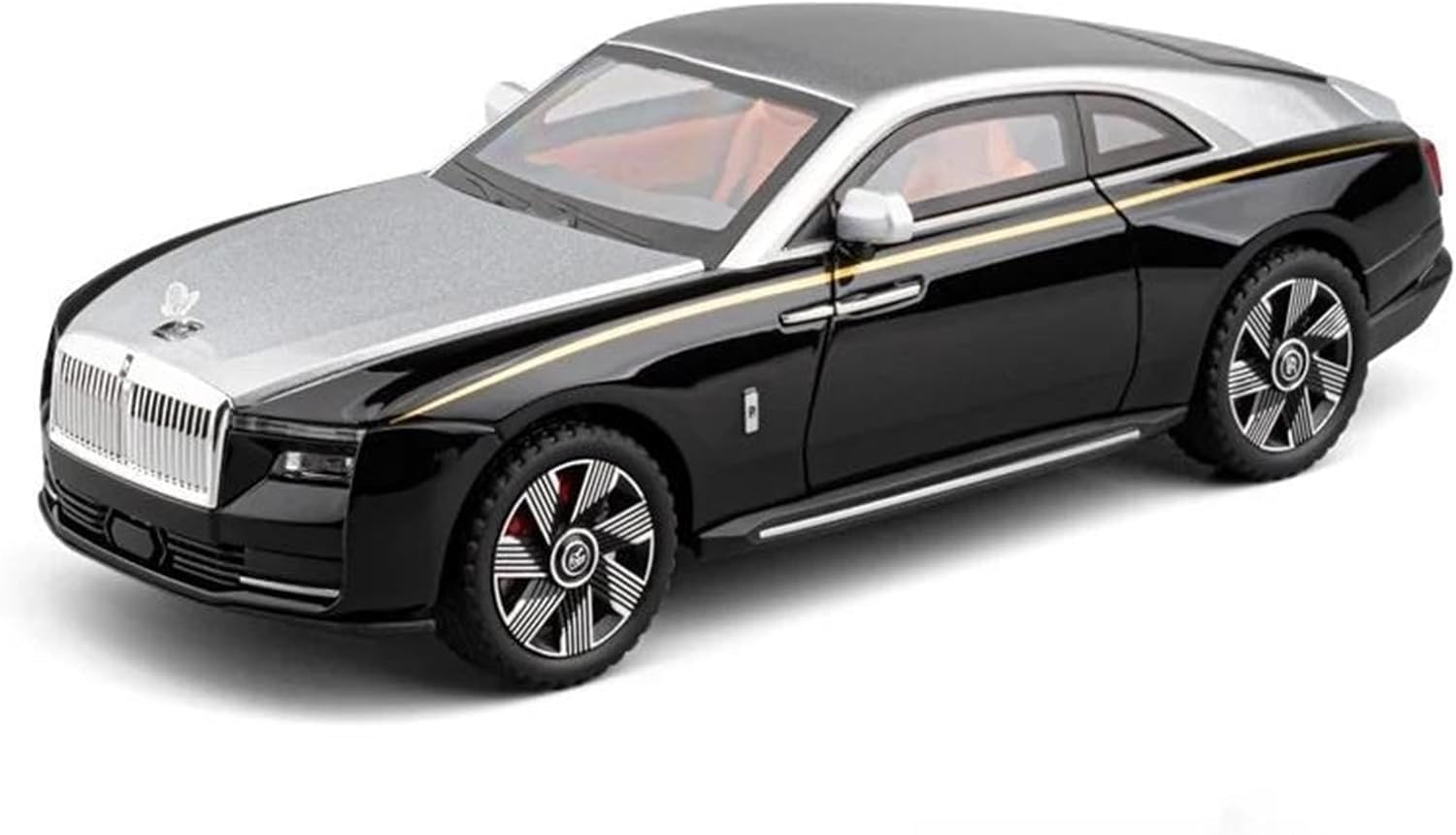 MTG Metro Toys & Gift Metro Toys & Gift | 1:24 Scale | Rolls Royce Spectre Alloy Car Model Light & Sound Effect Die-cast Car Toys for Boys Birthday Gift Kids Toys Car for Collection -Silver+Black