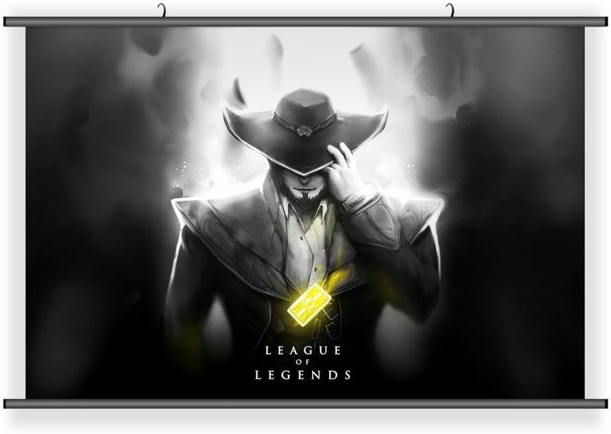 Twisted Fate LOL League of Legends Hanging Wall Scoll Fabric Decorative Horizontal Poster (21.6" x 13.8")