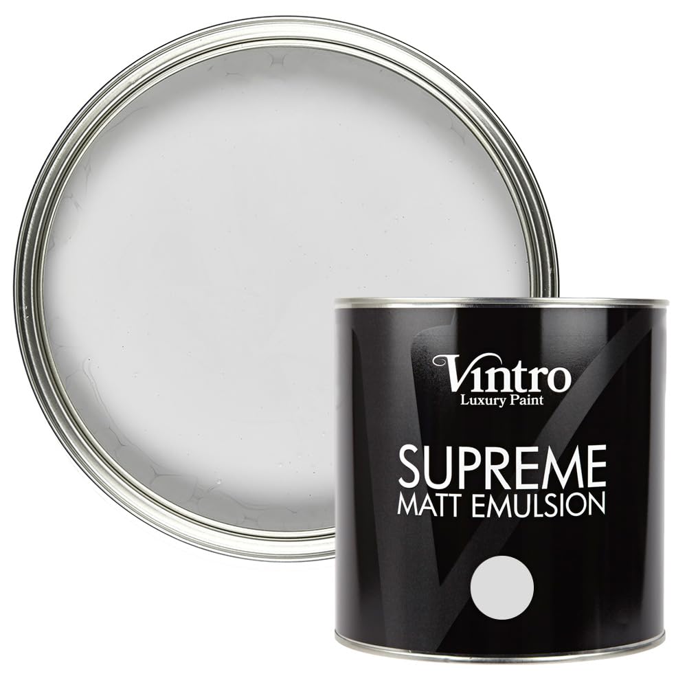 Vintro Paint Grey - Chrysler Vintro | Luxury Matt Emulsion | Smooth Chalky Finish | Multi Surface Paint | For Walls, Ceilings, Wood And Metal 2.5L (, 2.5 Litres)