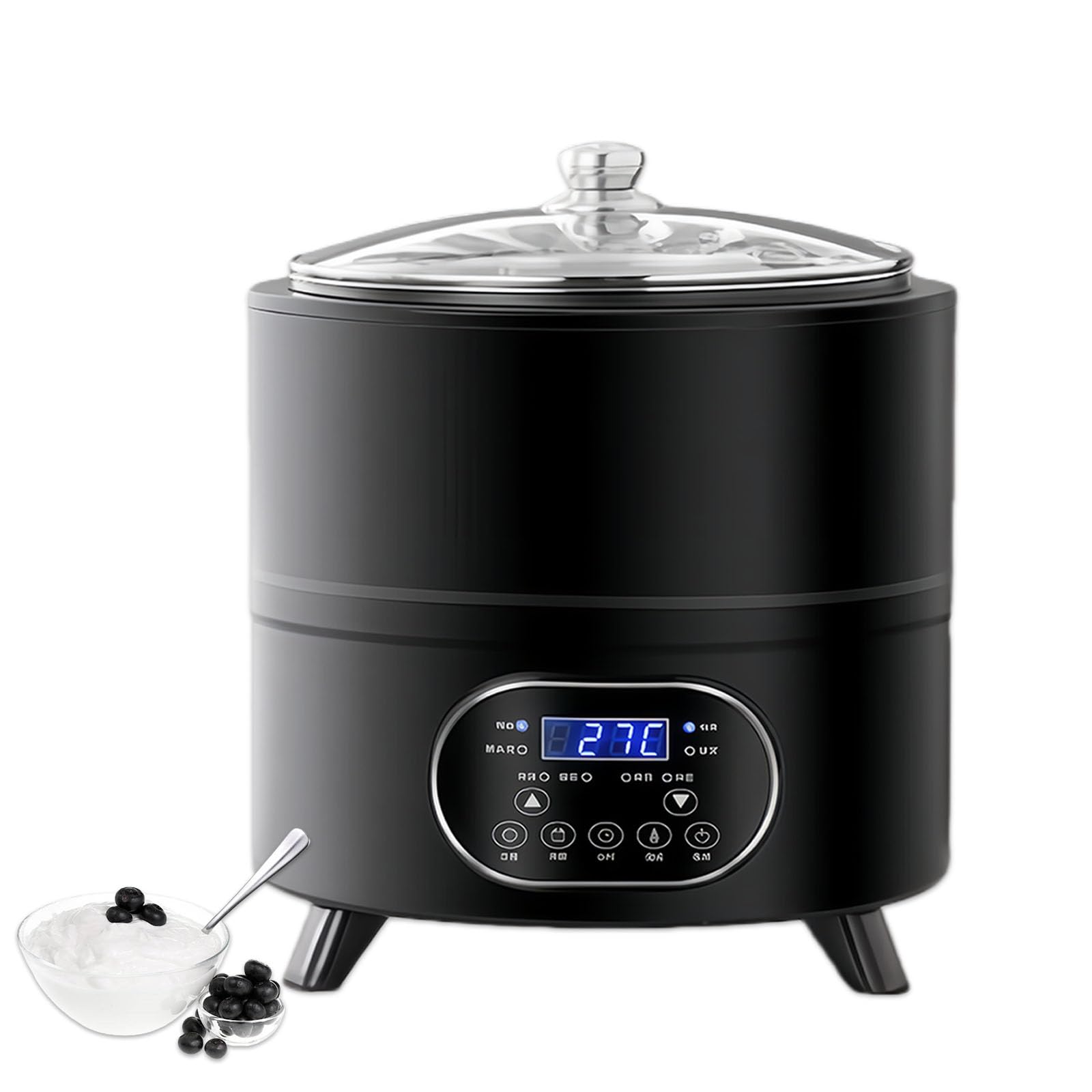 XNXYSMKJ Yogurt Maker,Stainless Steel Automatic Fermentation Machine W/Temperature Settings for Homemade Yogurt,Sourdough,for Longevity (Black 12L)