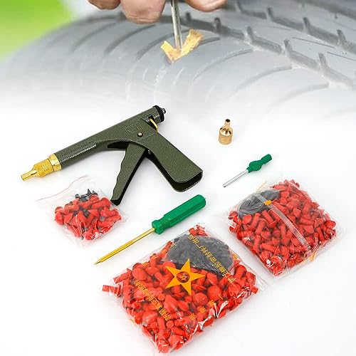 Miniatura 2 de MARTEXBUY Kit de pistola de reparación de neumáticos sin cámara para neumáticos con enchufe de goma, herramienta de reparación de neumáticos para