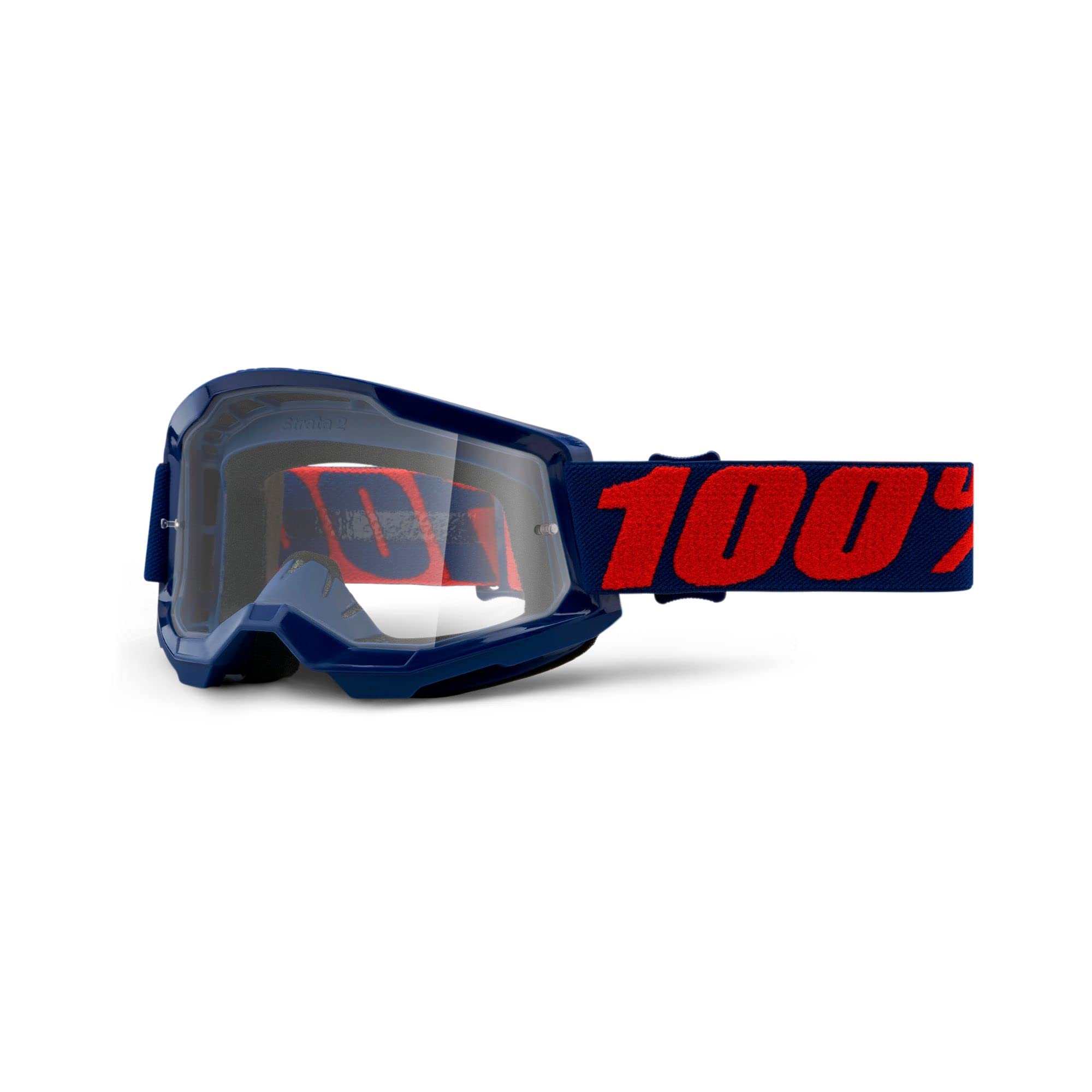 100 Percent Strata II Clear Unisex MTB Goggles (Navy/Clear Lens)