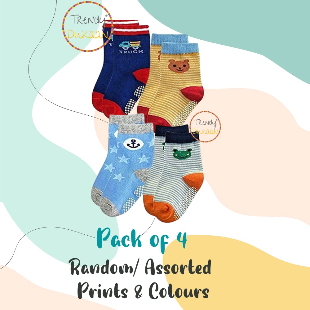 Trendy Dukaan Baby's Regular Cotton Blend Socks (106AGripSocks_Multicolour) 2