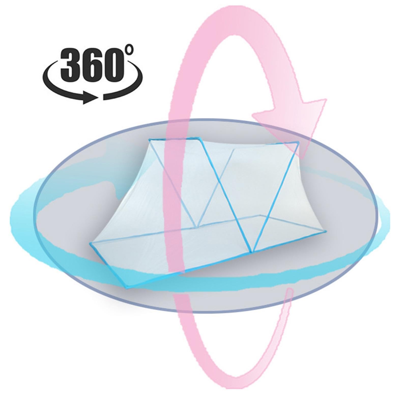 Tente de Lit Adulte Moustiquaire Baldaquin de Lit Pliant Transportable en Polyester Installation Simple Adaptée pour Maison Cadeau Repos, Bleu