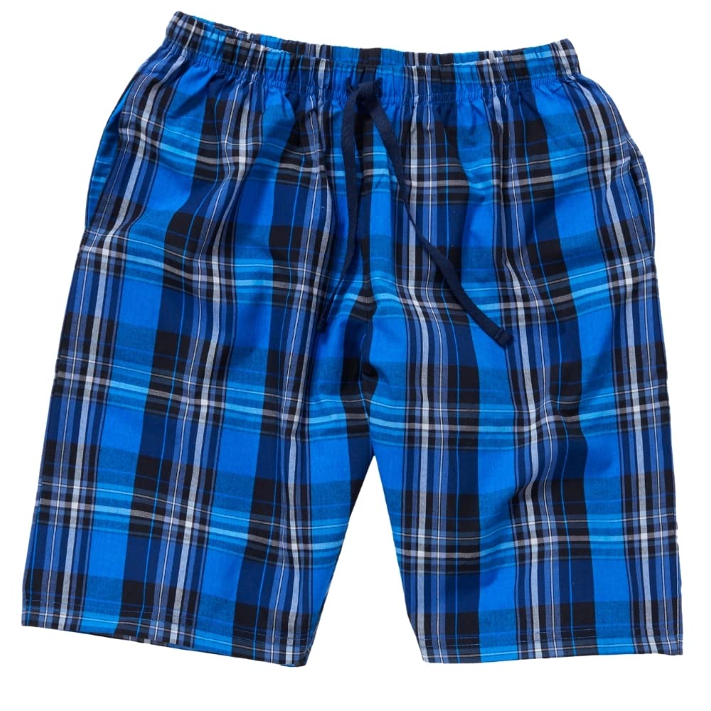 Bedlam Boys Nightwear Boys Royal Check Bedlam Nightwear Older Checked Long Pyjama Sleep Shorts Uk Seller - 11 Years