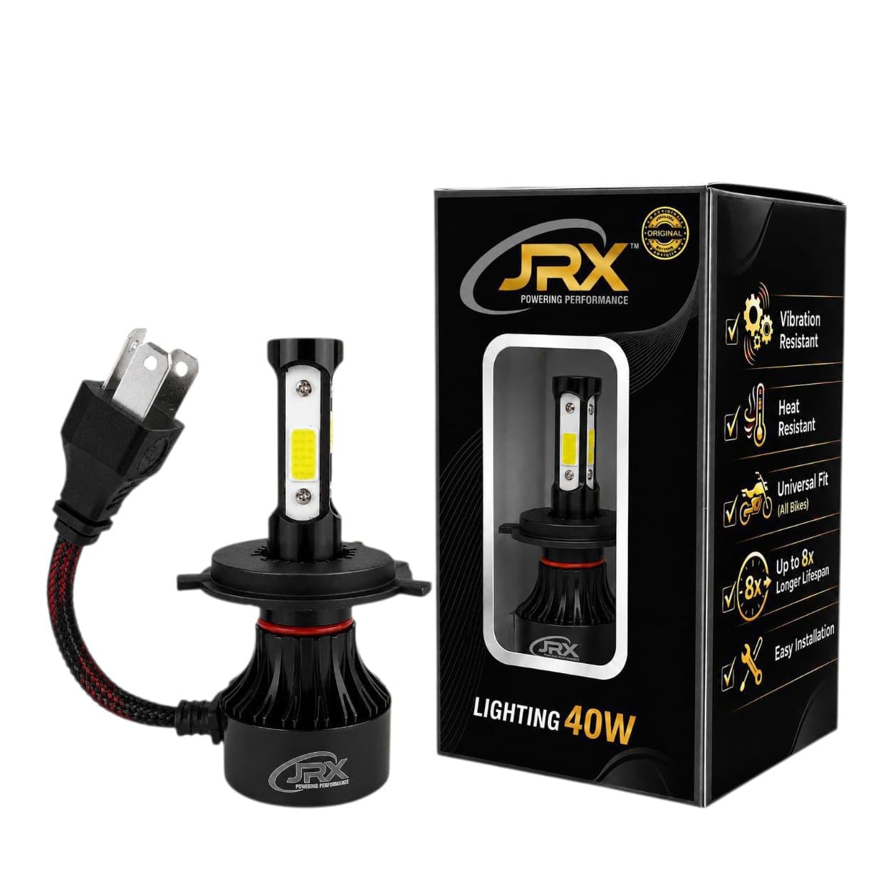 JRX 4D 40W H4 LED Headlight Bulb for Motorcycles | 3600 Lumens Super Bright White Light | Universal Fit | Heat & Vibration Resistant | Easy Installation | Pack of 1-image-6