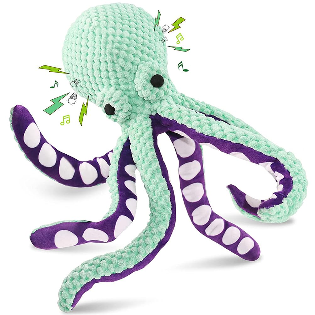 Dog Squeaky Toy Octopus, Interactive Dog Toy, Durable Dog Toys, Anti-Anxiety Soft Puppy Plush Dog Chew Toys for Small Medium Large Dogs Reduce Boredom Cleaning Teeth