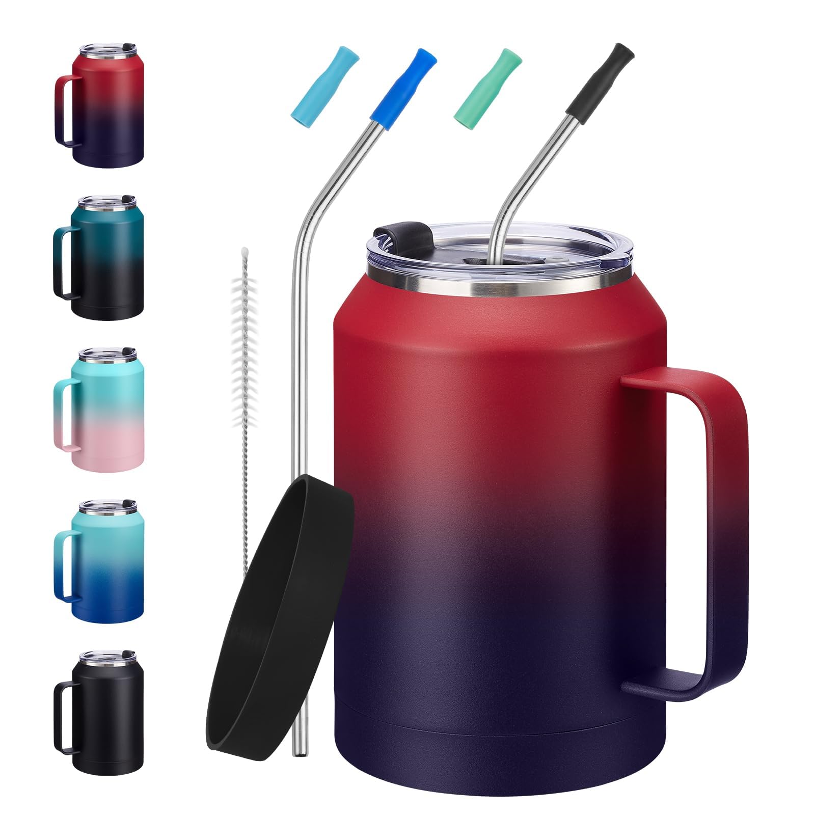 Amazon.com | Stainless-Steel Coffee Cup 32 oz Mug Tumbler - with Handle,  Straws & Protective Boot, Keep Cold 36hrs & Hot 24hrs, Insulated Tumbler  Water Cup, Leak-proof Big Travel Mugs Thermal Flask
