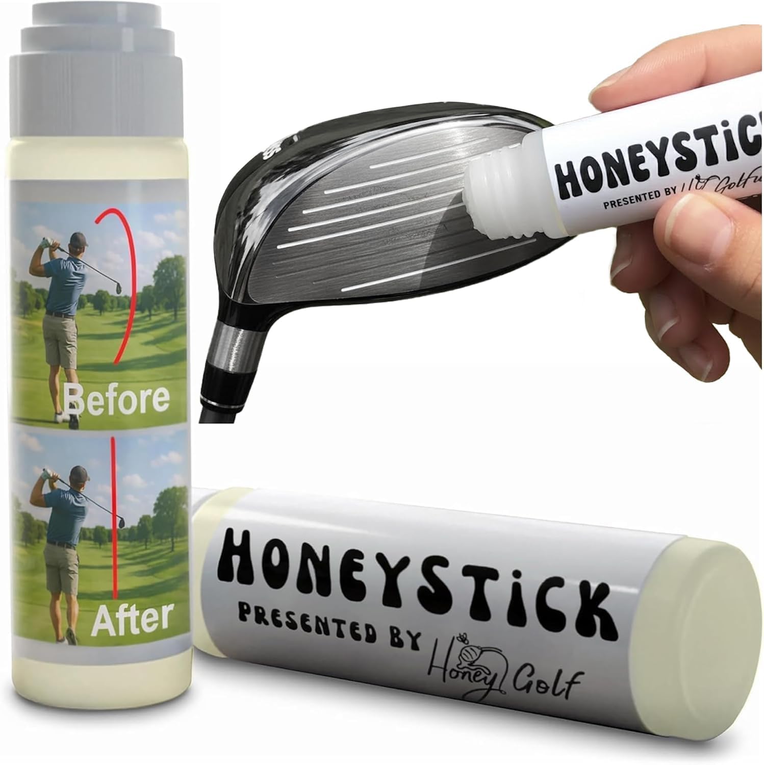 HoneyStick Anti Slice Gel for Golf Clubs - Anti-Hook Spin Reducer for Driver, Woods, Hybrids, Irons - Golf Accessories for Men - Golfers Must Haves & Essentials