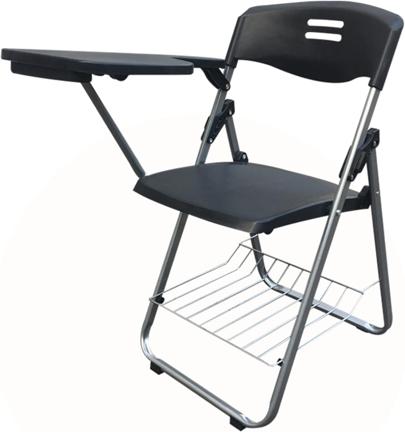 Blue Folding Training Chair with Integrated Writing Board Table Ideal for Conference Rooms and Training(Black)