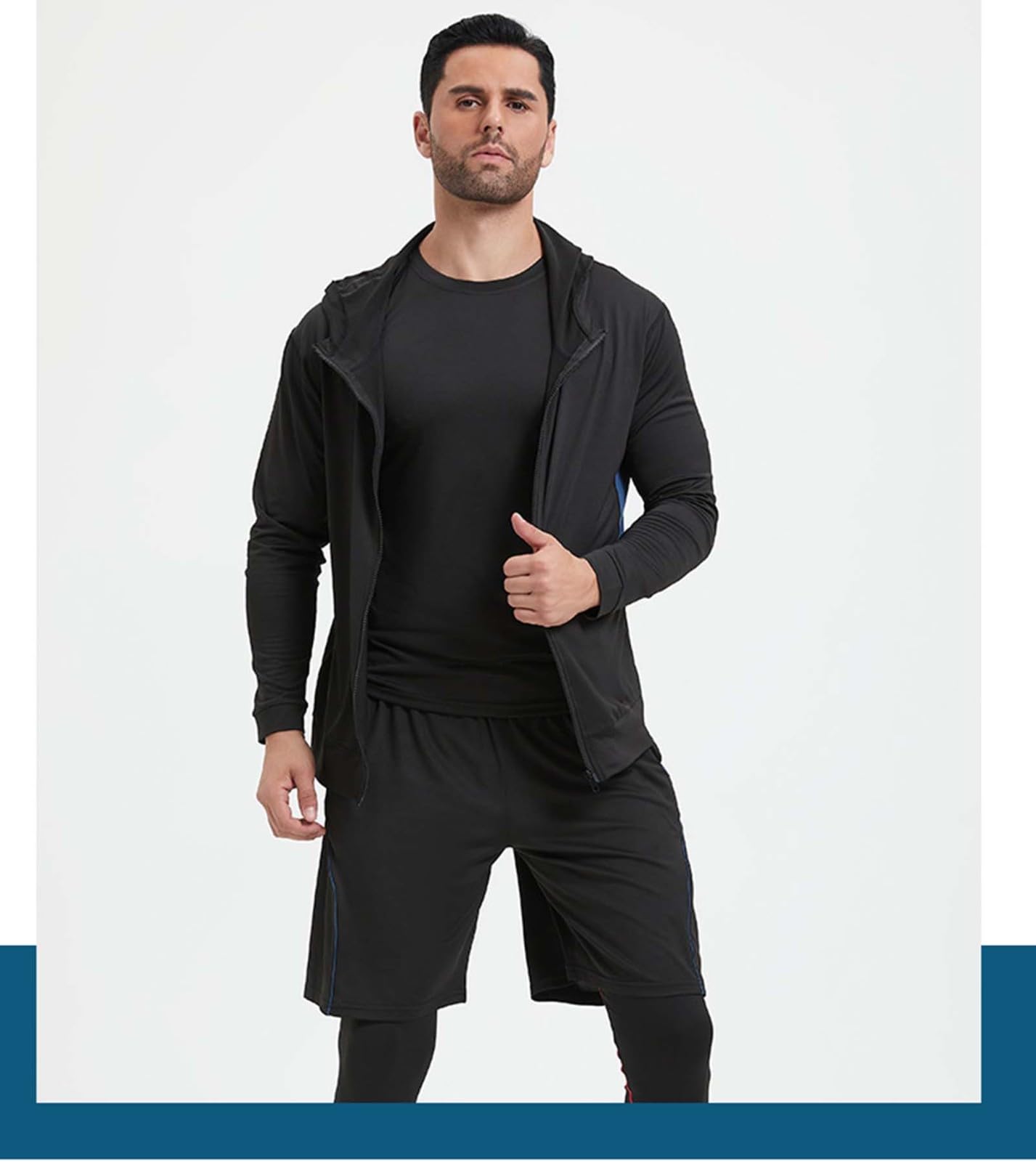 Sportswear3 sztuki garnitur męskie koszulki sportowe fitness dres zestaw szybkoschnące spodnie czarne spodnie treningowe dres męski strój sportowy B, 2XL (150-170)