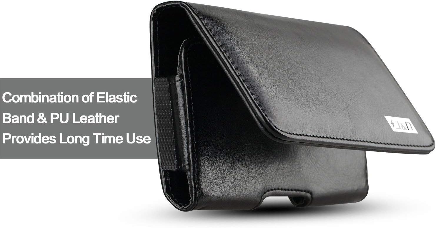 J&D Holster Compatible for iPhone 12 Mini/iPhone 11 Pro/iPhone Xs/iPhone X/iPhone 8/iPhone 7/iPhone SE 2020 Holster, PU Leather Pouch w/Belt Clip, Leather Wallet Case (Fits with Bulky Case on)