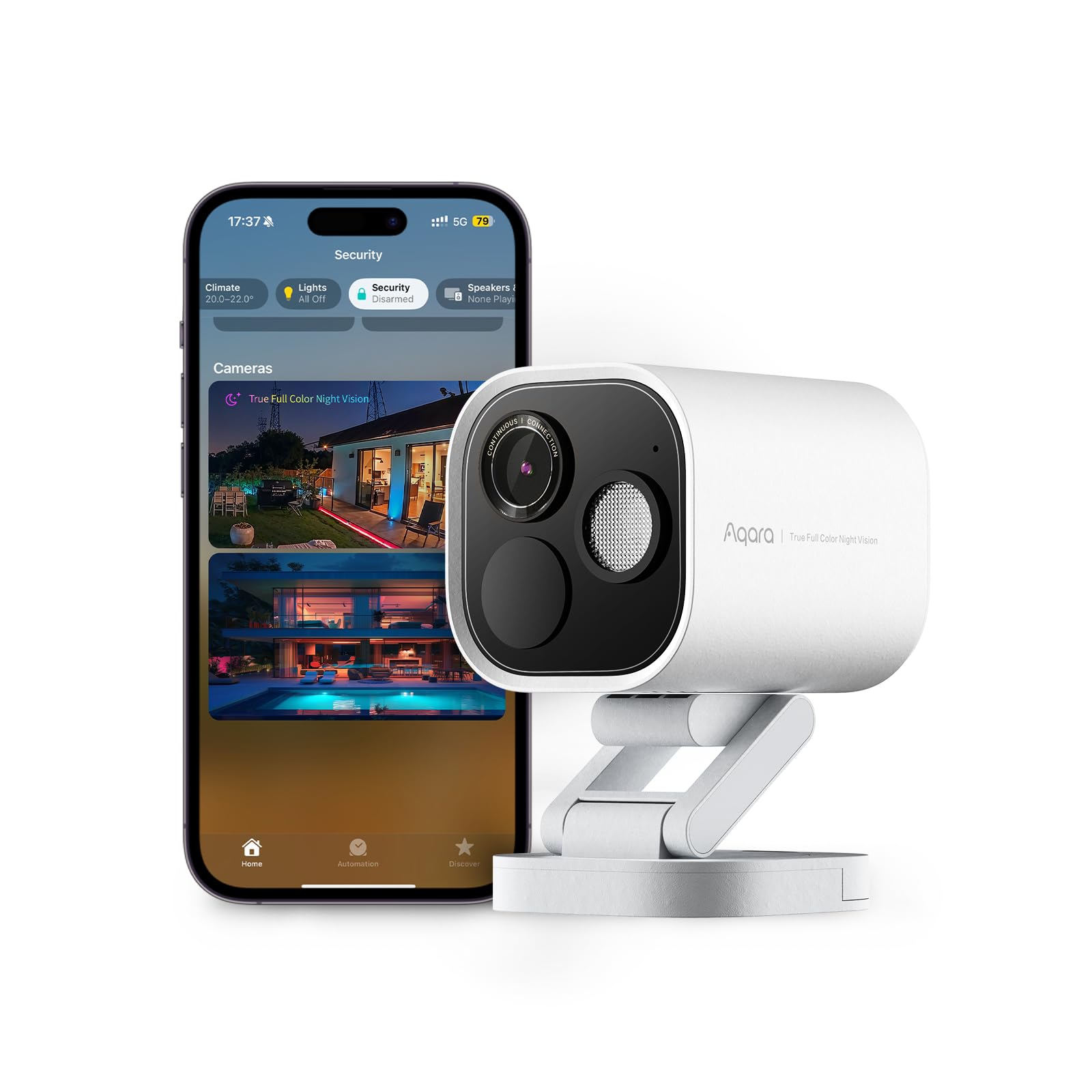 Aqara Aqara 4MP Kamera-Hub G5 Pro WLAN, Echtfarbe Nachtsicht Überwachungskamera Aussen, 2,4/5GHz, HomeKit Secure Video, Thread-Grenzrouter, Lokale Erkennung, Thread/Zigbee, Unterstützt Alexa Google (Weiß)