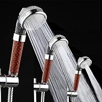 Vista 6 de PRUGNA - Cabezal de ducha iónica con manguera y soporte, ducha de mano de alta presión y ahorro de agua, con cuentas de energía Anion, 3 ajustes