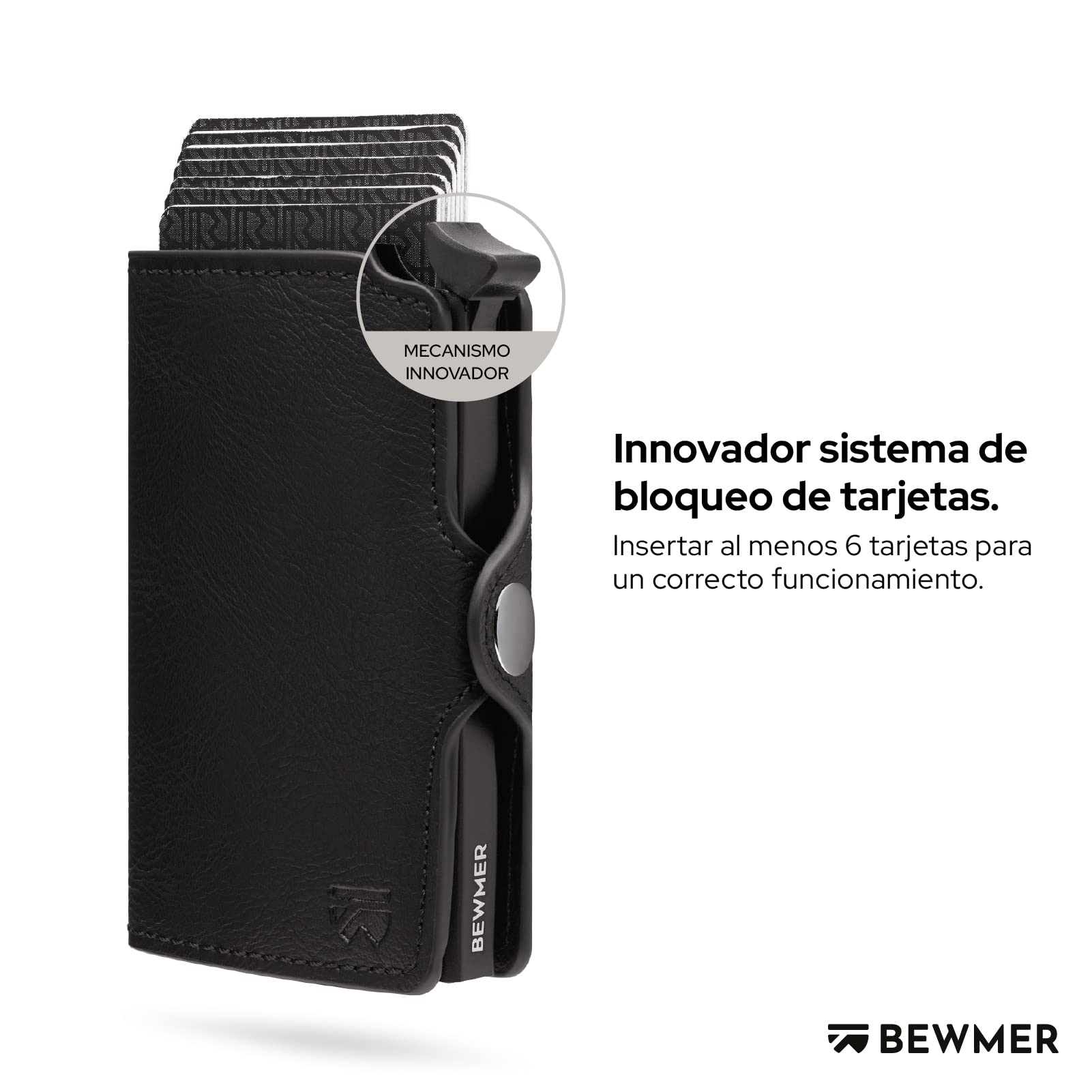 BEWMER Billetera Pequeña con Protección RFID y Clip de Fibra de Carbono