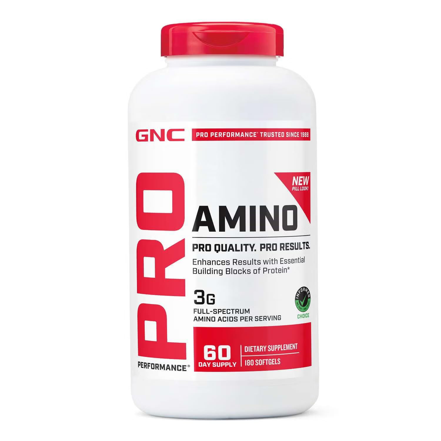 GNC Pro Performance Full Spectrum Amino Acid 300, 180 Softgels, 60 Servings
