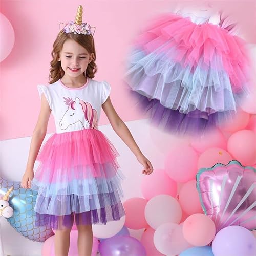 Vikita Girls Summer Cute Princess Sundress Short Sleeve Casual Polyester Dress Sh4590 5-6 Years #TOP4
