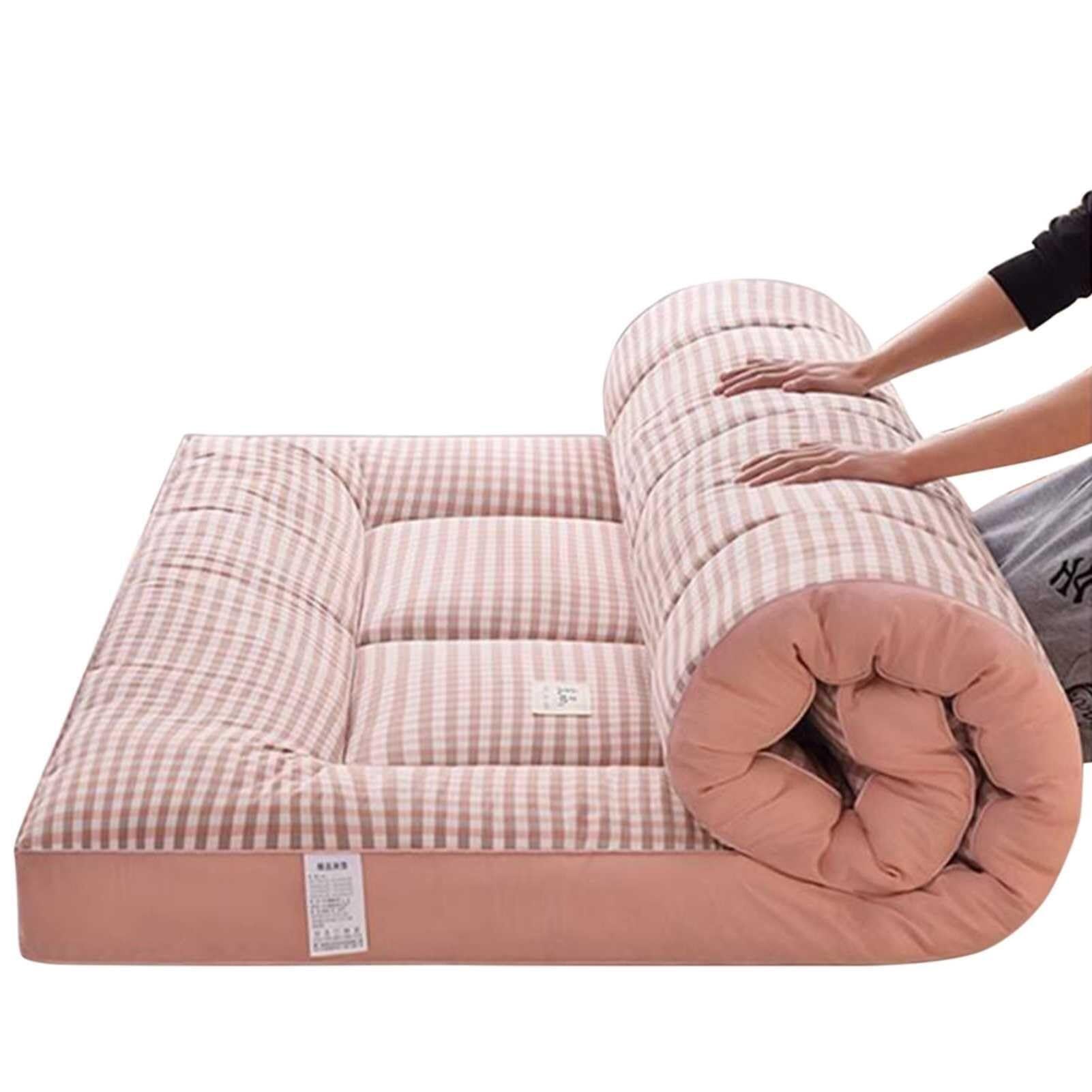 Colchón de futón japonés, colchón Plegable, colchón Enrollable, tapete de Tatami, Almohadilla para Dormir Plegable Gruesa aplicable al Dormitorio/salón/Alfombra de Piso(Pink,100x190cm)
