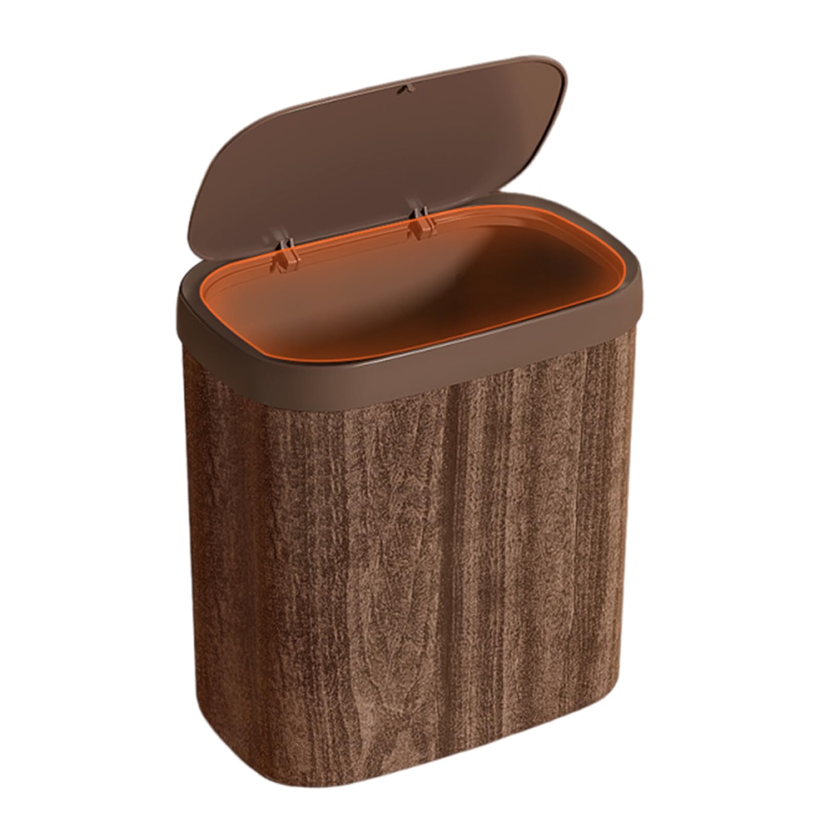 LABRIMP Schmaler Küchenmülleimer 9 L aus Robustem Pp mit Deckel in Holzoptik Platzsparender Abfalleimer für Badezimmer Büro und Hotel im Retro Landhausstil
