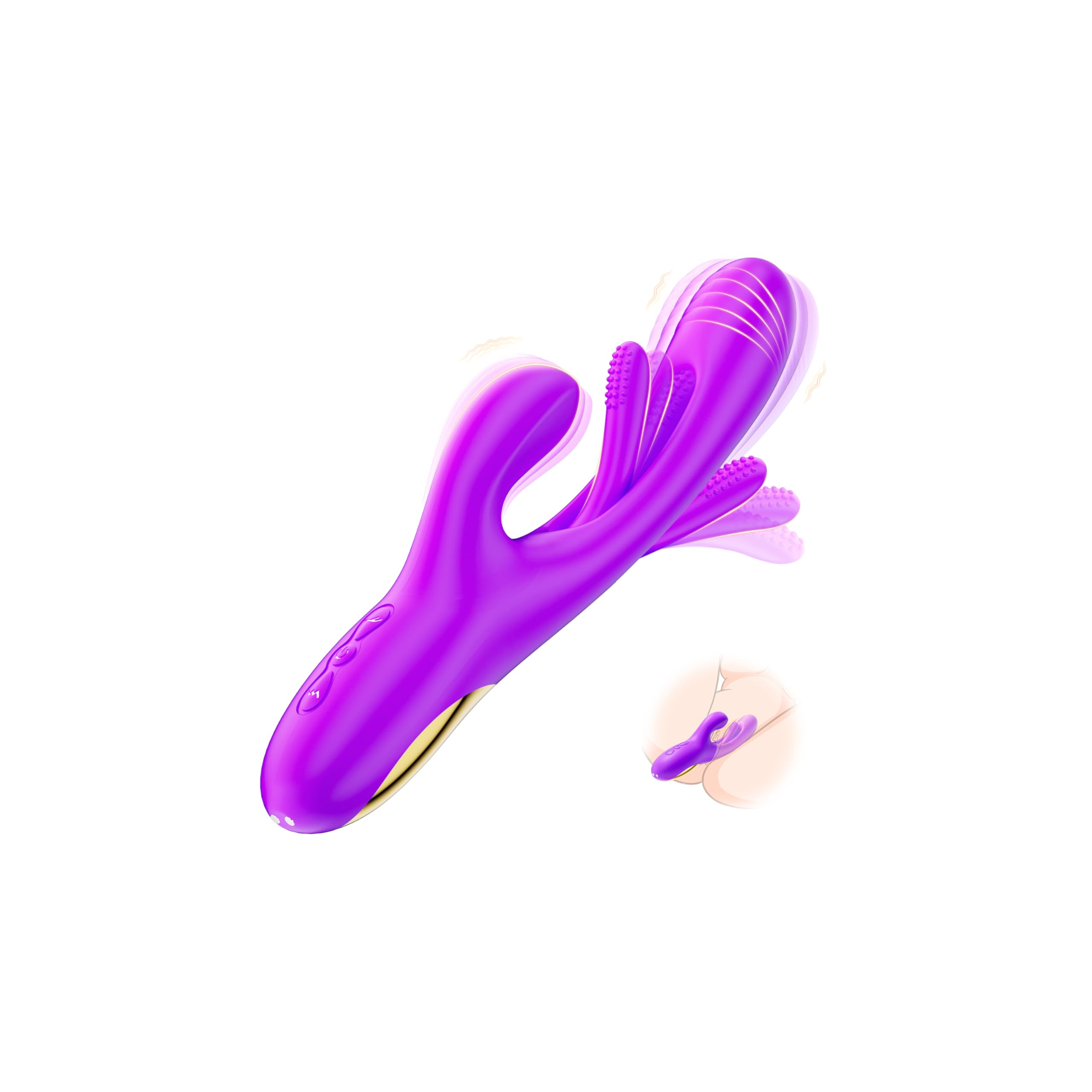 Vibrator Dildo Rabbit Sex Toys -LOVENOTE G Spot Vibrator Massager for Women Clitoral Nipple Stimulation, 3 in 1 Sex Toys with 14 Vibration & 7 Tongue Licking Flapping, Adult Product Aurieel (): Purple
