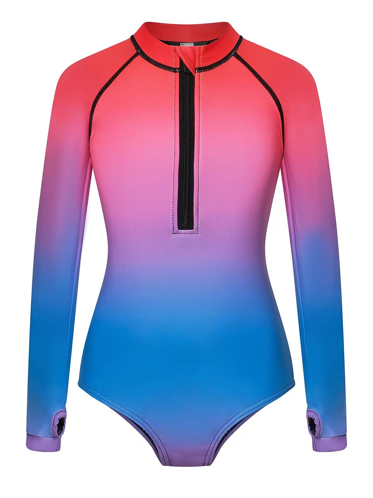 Traje de baño de una pieza con protección UV y manga larga para niñas