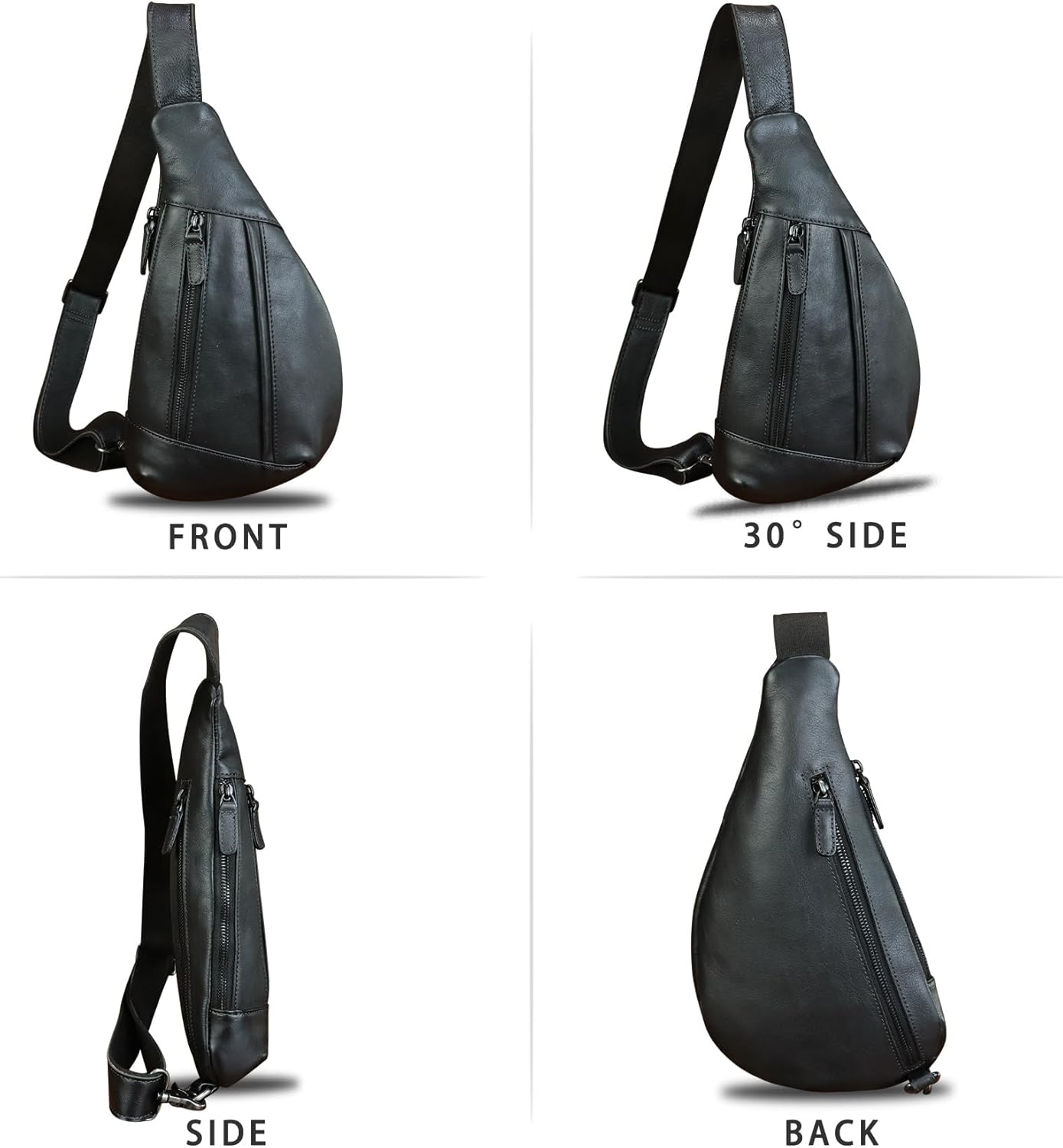 LRTO Genuine Leather Sling Bag for Men and Women Vintage Real Leather Crossbody Chest Bags Backpack Purse for Travel Hiking - Image 4