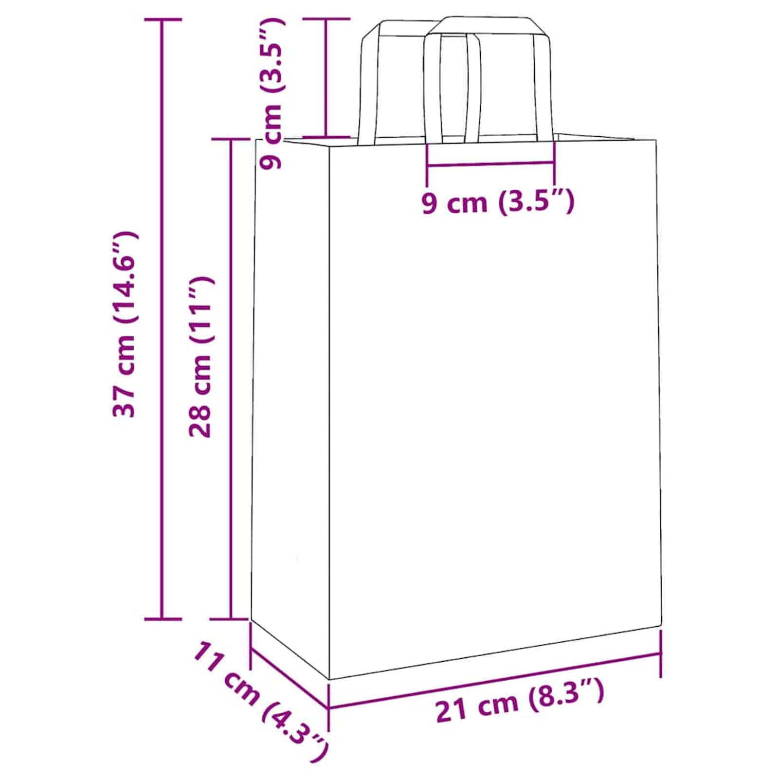 Fecpoo Papierowe torby transportowe 250 sztuk – brązowe, 21 x 11 x 28 cm, z papieru typu kraft nadającego się do recyklingu (80 g/m²), ze stabilnymi papierowymi uchwytami linowymi, idealne do