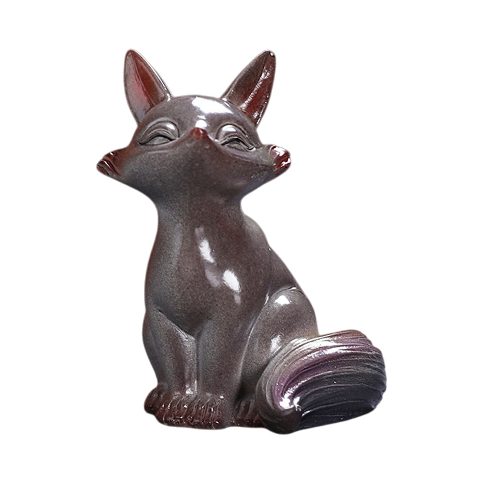 Buxuaaaa Heat-Activated Ceramic Tea Pet Sculpture, Handcrafted Color-Changing Ornament for Tea Lovers & Home Decor Handcrafted Ceramic Foxes Teas Figurine