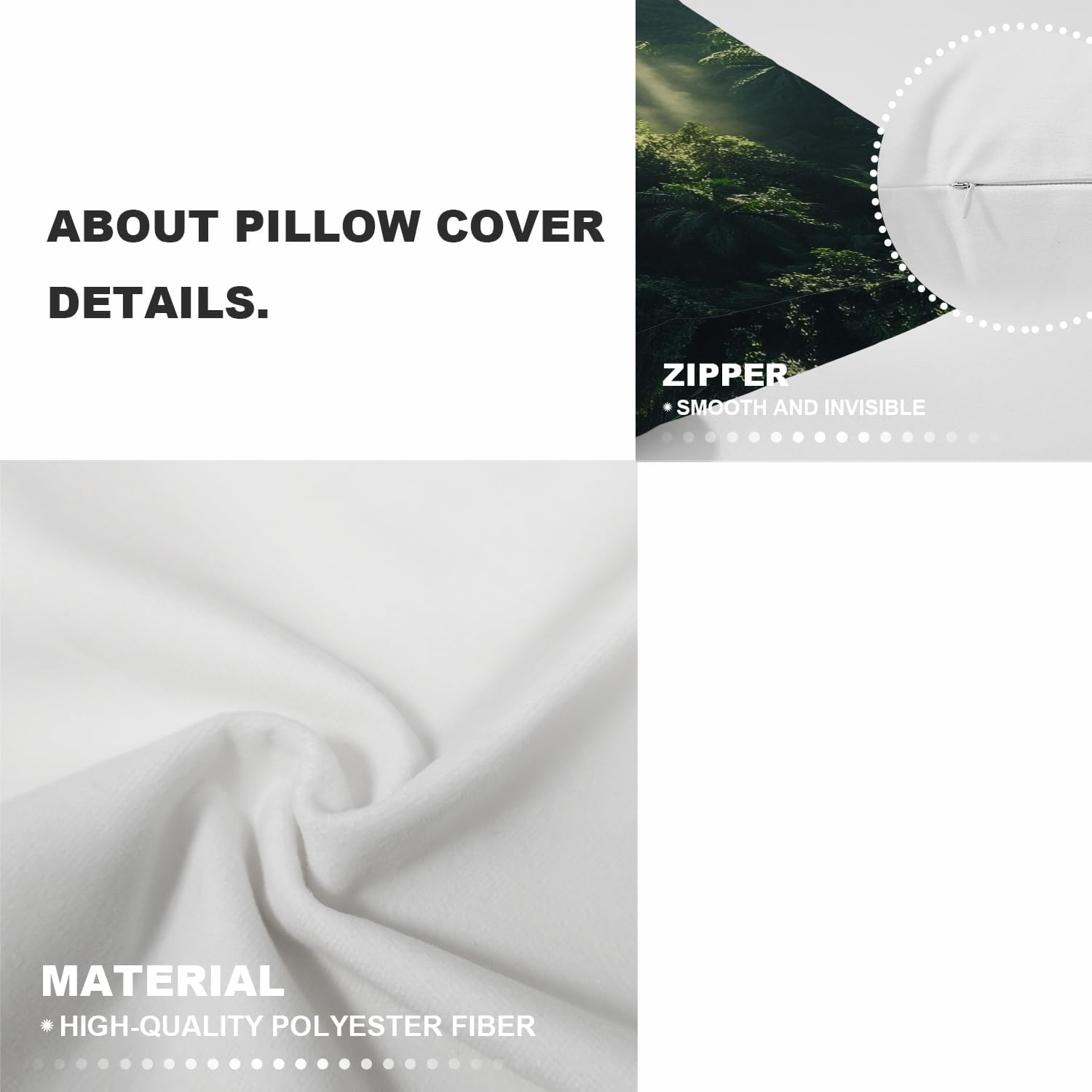 Shrahala Dense Foliage Misty Atmosphere Decorative Throw Pillow Cover, Sunbeams Tropical Vegetation Square Pillowcase Blended Double-Sided No Inserts for Bedroom Living Room Set of 2 (20 x 20 in)