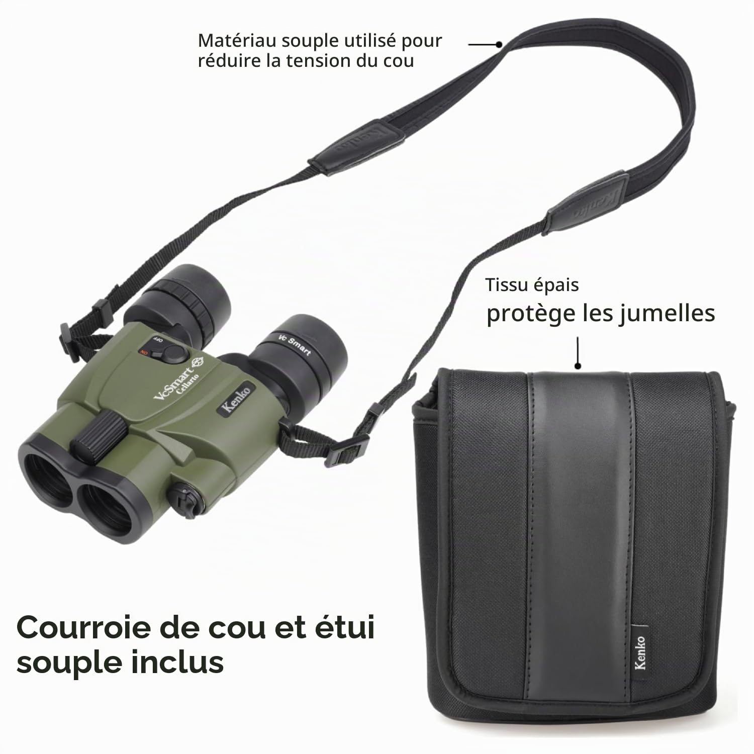 Kenko Jumelles à stabilisation d'image Vc Smart 10x30 Cellarto WP, Prisme en Toit, étanches IPX7, Utilisation Continue 28 Heures, pour l'extérieur, l'observation des Oiseaux et des étoiles, 097922