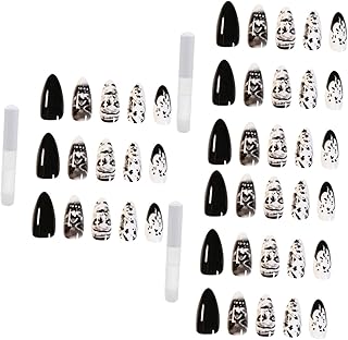 BESTOYARD 72 Peças Adesivos De Unhas Cobertura Completa Unhas Em Forma De Caixão Unhas Falsas De Halloween Uñas Postizas Decoradas Cola Feminina Unhas Falsas Ponta De Unhas Falsas Unhas